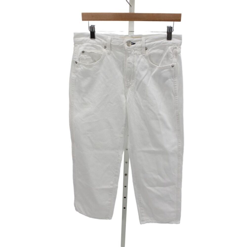 Amo Women Cropped White Mid Rise Cotton Jeans Size 26